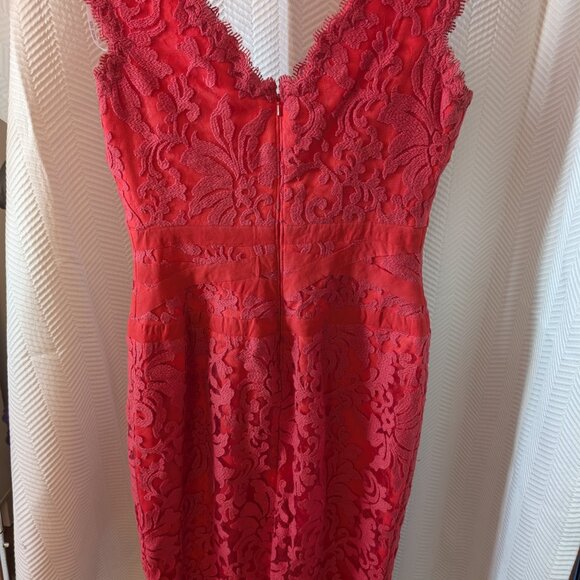 Tadashi Shoji Red Lace Wedding Dress - Picture 3 of 10